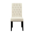 Set Of 2 Fabric Upholstered Dining Chairs, Beige Solid Beige Dining Room Rectangular Dining Chairs Set Of 2 Mdf,Polyester