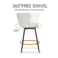 Counter Height Bar Stools Set Of 2, 360 Swivel Upholstered Barstools With Backs And Metal Legs, 26
