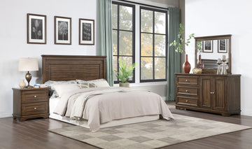 Franklin 4Pcs Bedroom Set, Brushed Walnut Finish Bd02153Q Queen Walnut Mdf Metal