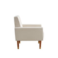 Mirod Classic Biscuit Style Accent Chair Comfortable Armrests, Soft Fabric, Elegant Solid Wood Legs With Gold Finish, Easy Assembly Beige Boucle
