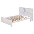 Full Size Platform Bed With Storage Headboard And Sliding Door,2 Drawers, White Full White Solid Wood Mdf