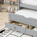 Twin Size Bed With Headboard, Footboard, Trundle And Three Storage Drawers, Twin Size Pine Wood Bed With Headboard, Footboard,Grey Twin Grey Pine
