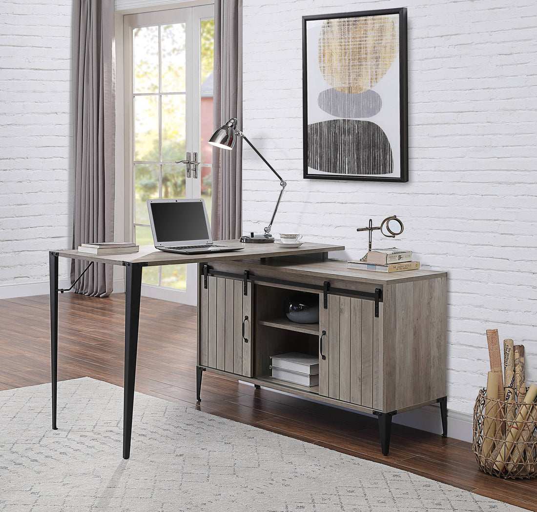 Zakwani 48" Gray Oak & Black Finish Writing Desk Gray Synthetic Wood