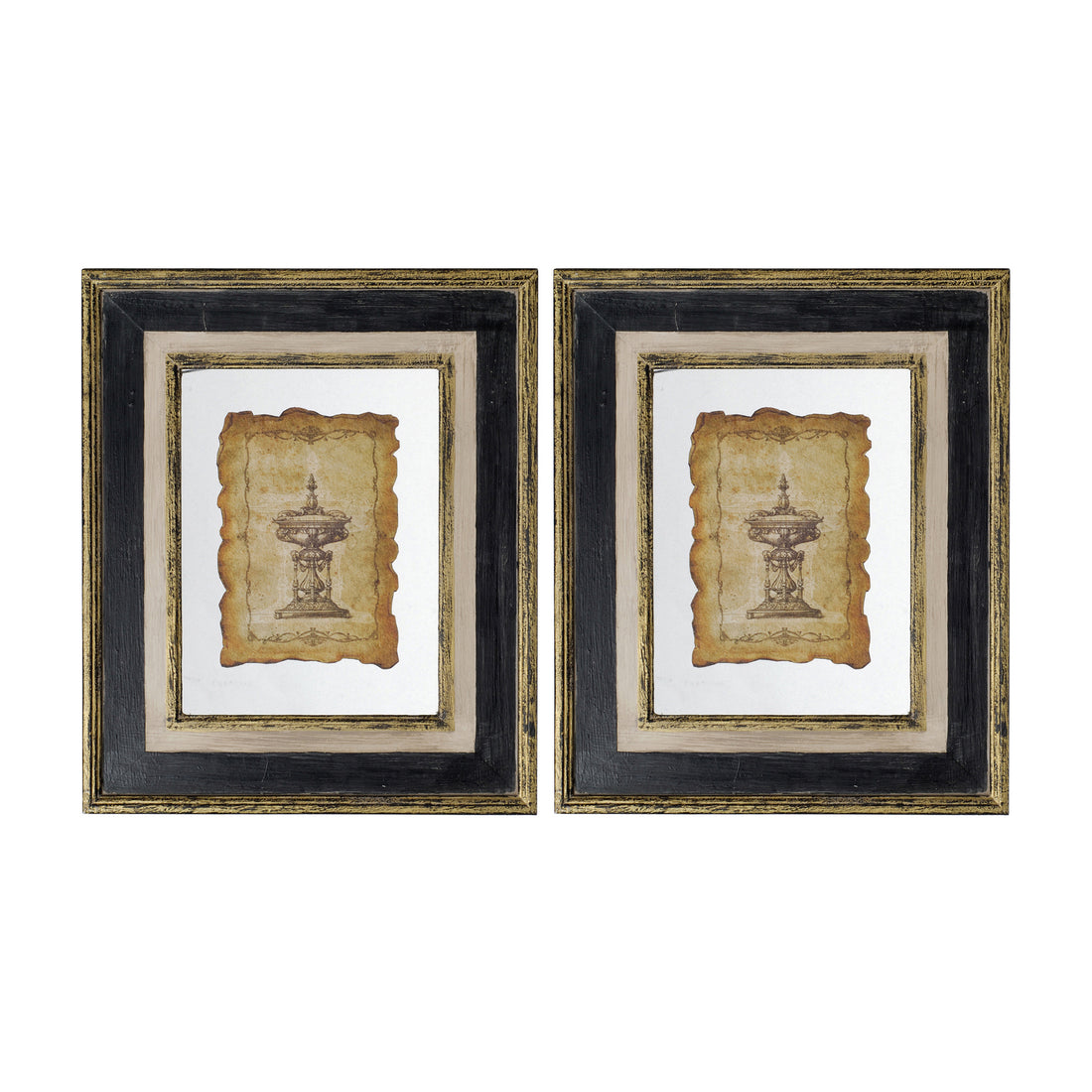 13X15" Lucian Framed Antiqued Sculpture Print,2 Piece Multicolor Wood