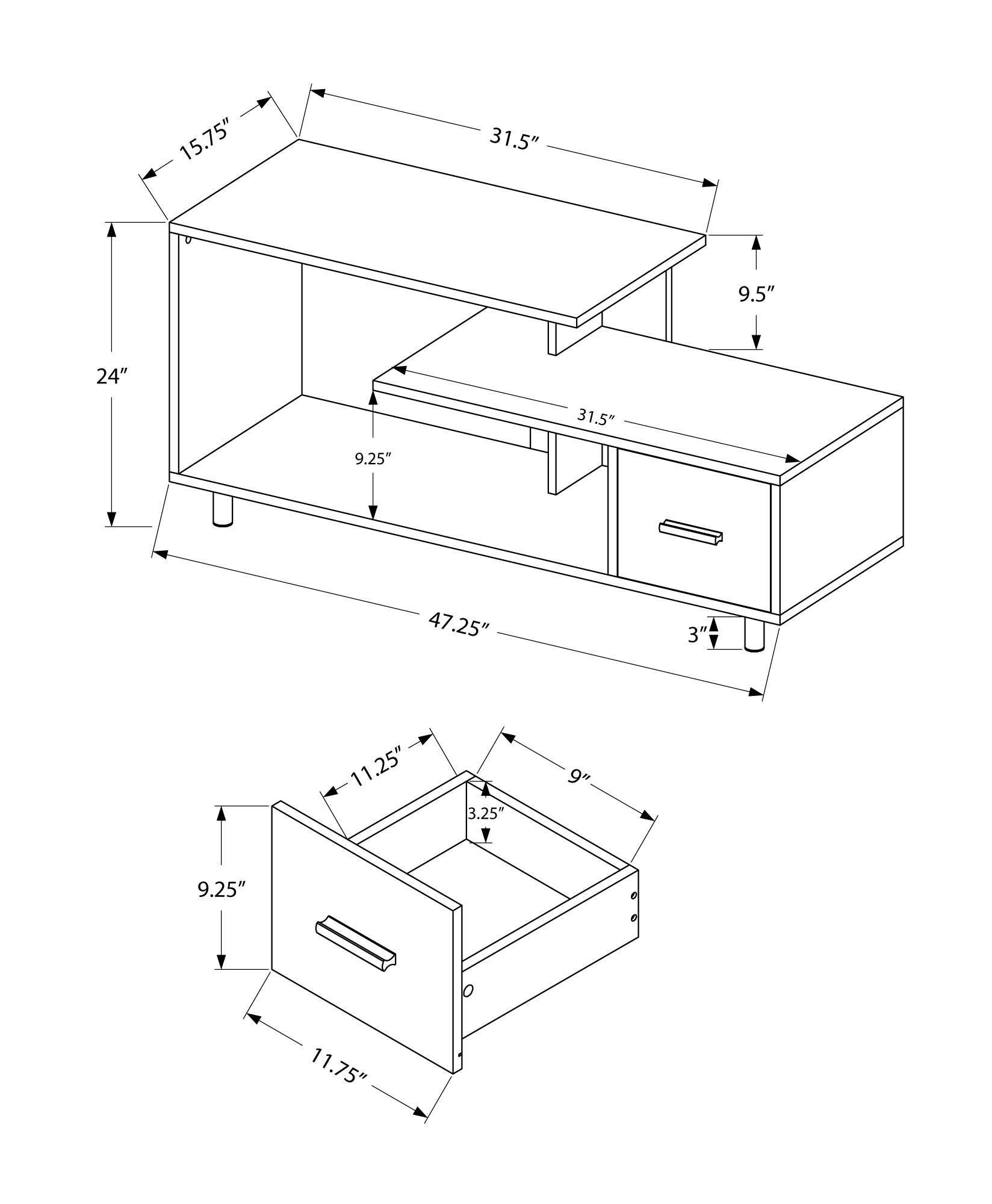 Tv Stand, 48 Inch, Console, Media Entertainment Center, Storage Drawer, Living Room, Bedroom, Black Marble Look Laminate, Contemporary, Modern Black 80 89 Inches Particle Board