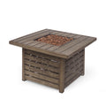 Rene Square Iron Fire Pit 50,000 Btu Tank Inside Wood Iron