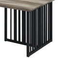 Antique Oak And Black Coffee Table With Metal Base Oak Primary Living Space Industrial Round Wood Metal Pedestal