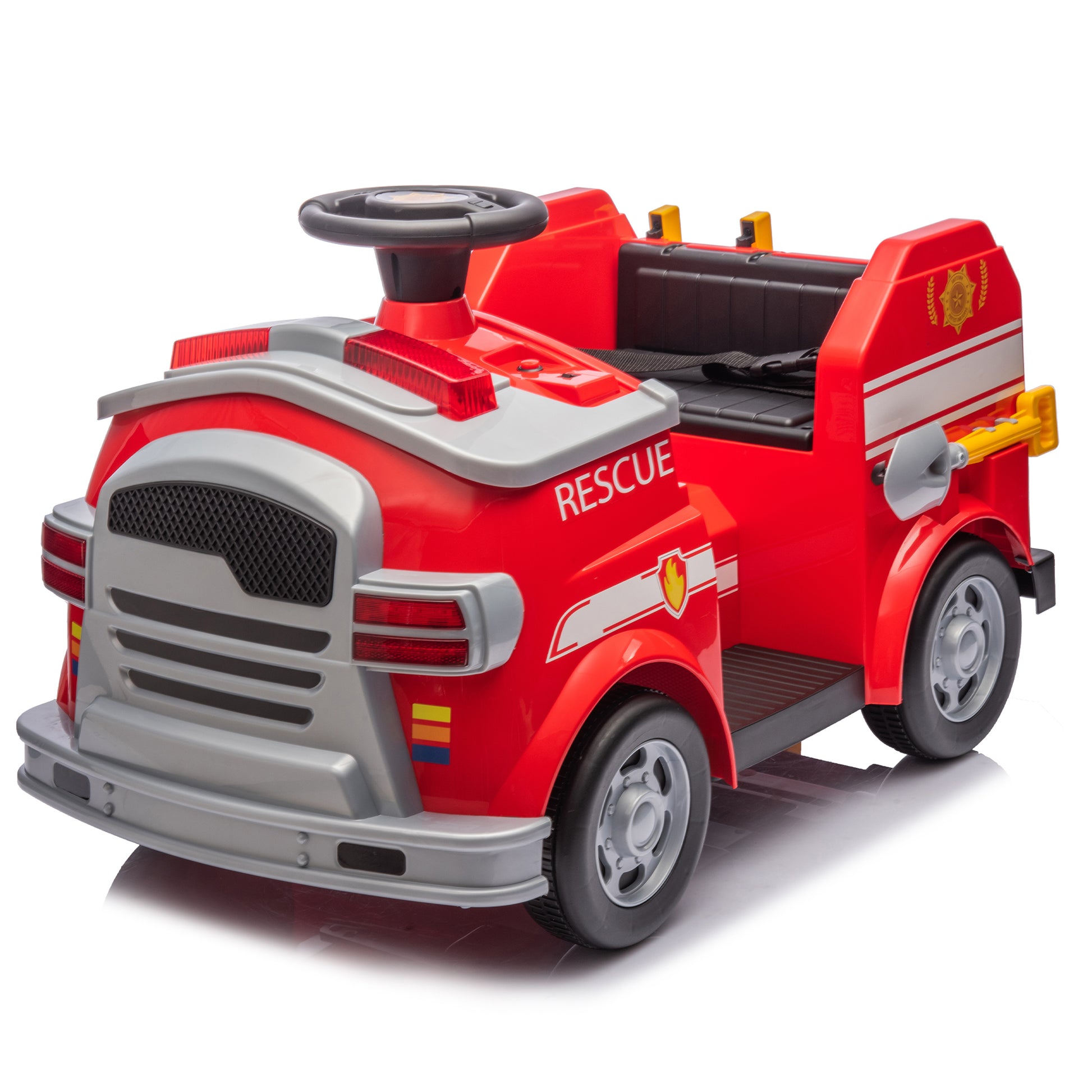 12V Kids Ride On Electric Car.Fire Engine Shape Design With Early Education Function,Human Vehicle Interaction With A Variety Of Fire Tools.Lights, Horns, And Sirens,Slow Start For Kids Aged 3 7. Red 50 99 Lbs Polypropylene