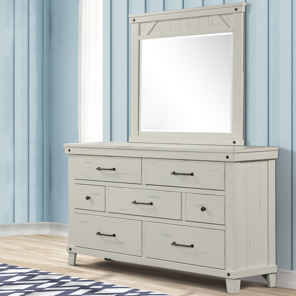 7 Drawer Dresser White Solid Wood Mdf