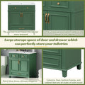 30'' Bathroom Vanity With Resin Sink, Solid Wood Frame Bathroom Storage Cabinet With Soft Closing Doors, Retro Style, Green Same As Sw000118Aaf Green Bathroom Modern Solid Wood Mdf Resin