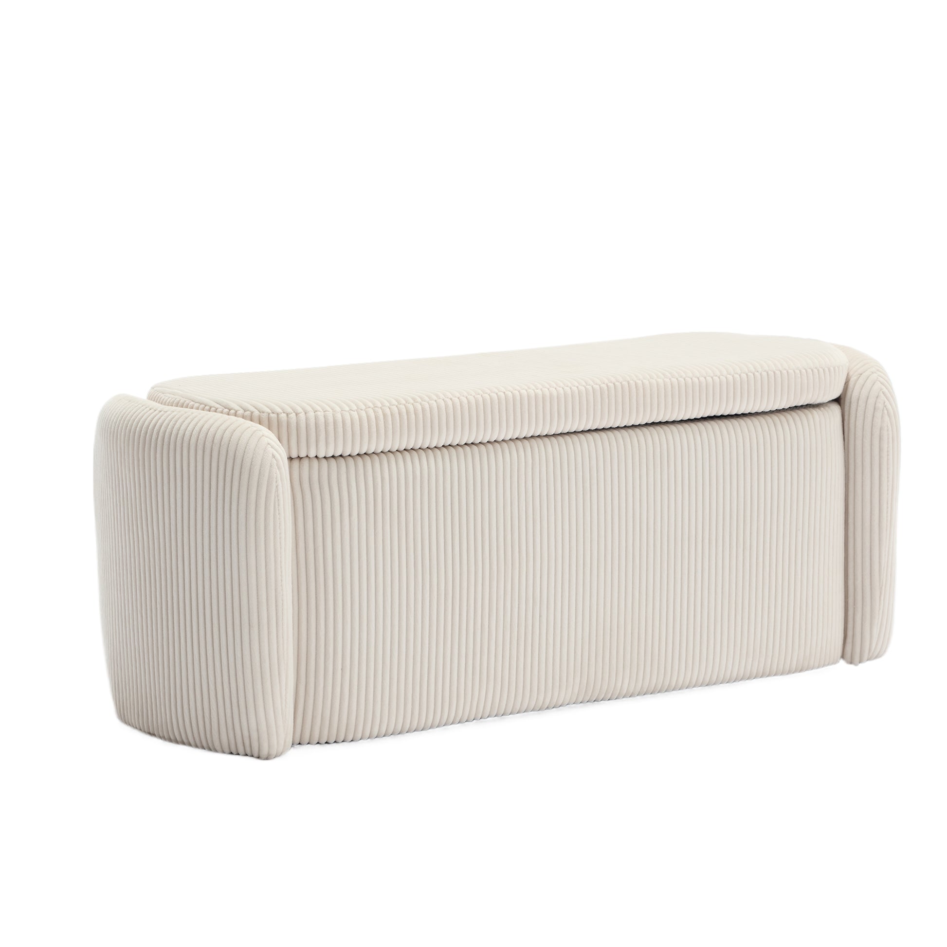 Coolmore Storage Ottoman,Bedroom End Bench,Upholstered Fabric Storage Ottoman With Safety Hinge, Entryway Padded Footstool, Ottoman Bench For Living Room & Bedroom Beige Beige Foam Velvet