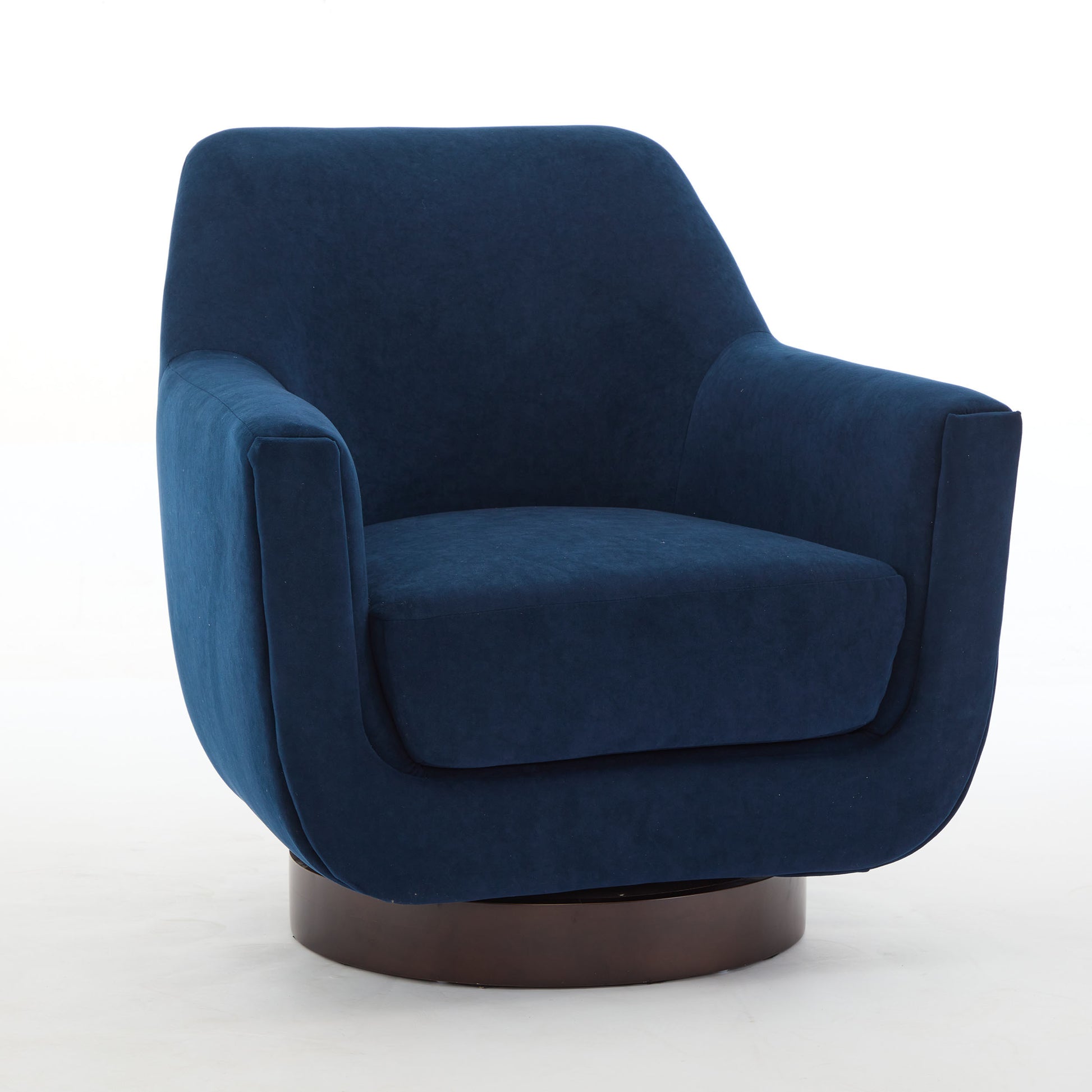 U Shaped Fully Assembled Swivel Chair Velvet Accent Chair Armchair Round Barrel Chair For Living Room Bedroom, Navy Blue Navy Blue Velvet