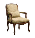 Queen Anne Style Legs Traditional Accent Chair W Pillow Beige Fabric Dark Cherry Solid Wood Padded Seat 1Pc Arm Chair Beige,Cherry Primary Living Space Antique,Contemporary,Traditional Fabric,Solid Wood