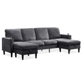 Chenille Sectional Sofa, U Shaped Sofa Couch With High Density Memory Foam, 4 Seat Comfy Modular Sofa Couch For Living Room, Modern U Shaped Sectional Sofa,U Shaped Dark Grey Dark Grey Chenille