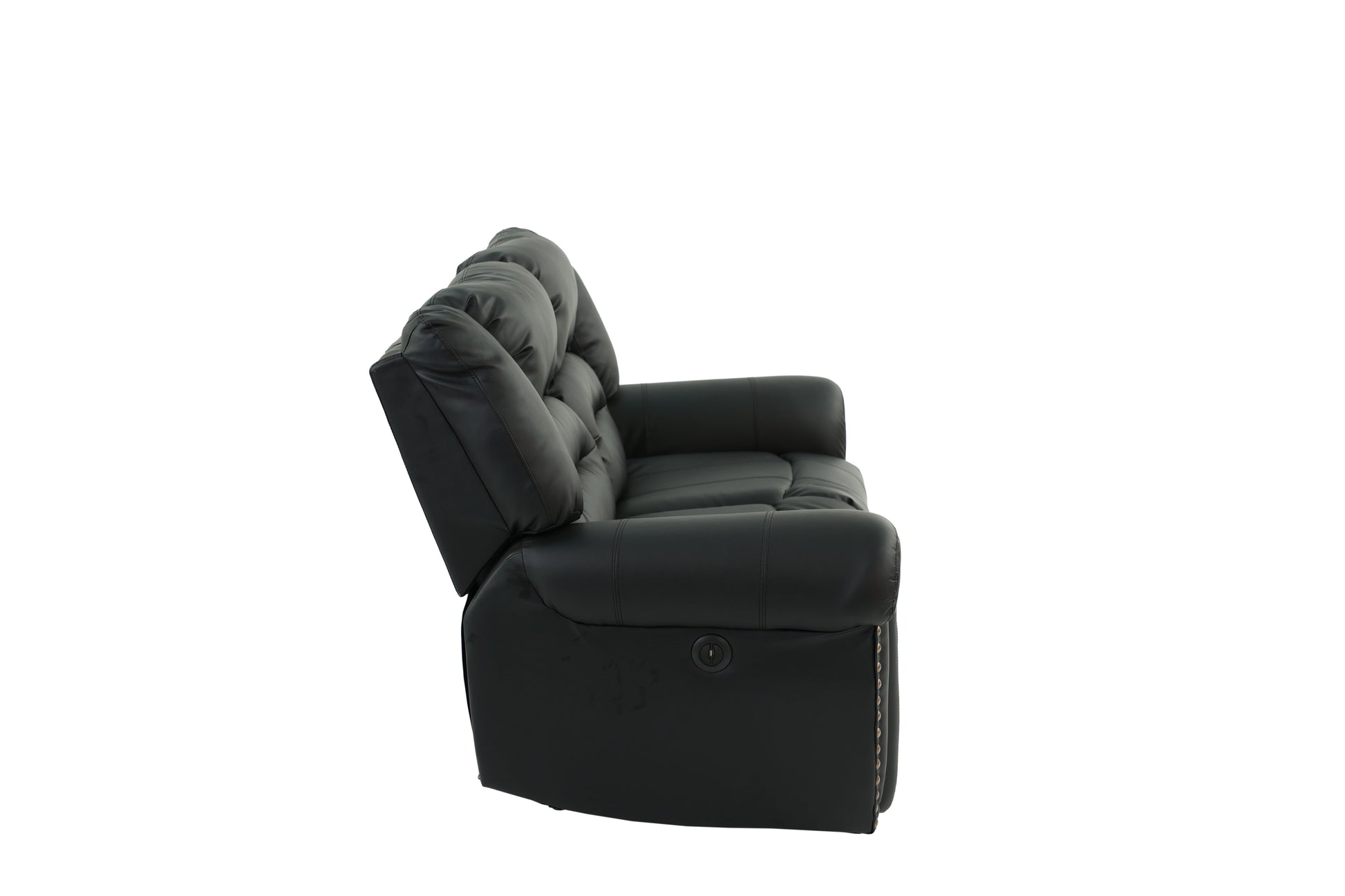 Plush Relax 1Pc Manual Motion Loveseat Black Color Bonded Leather 2 Seat Couch Armrest Cushion Seating Living Room Furniture Black Faux Leather Metal Primary Living Space Cushion Back Contemporary,Modern Pillow Top Arms Metal 2 Seat