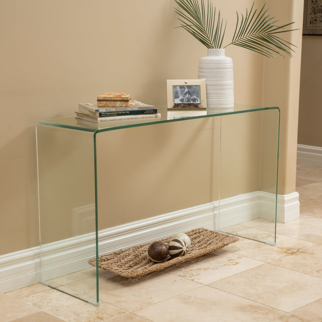 Console Table 12Mm Tempered Bent Glass Clear Glass