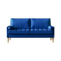 Roma 67.7'' 3 Seater Sofa Couch For Living Room, Modern Sofa,Small Couches For Small Spaces,Upholstered 3 Seater Couch For Bedroom, Apartment, Home Office, Tool Free Assembly,Blue Blue Velvet Wood