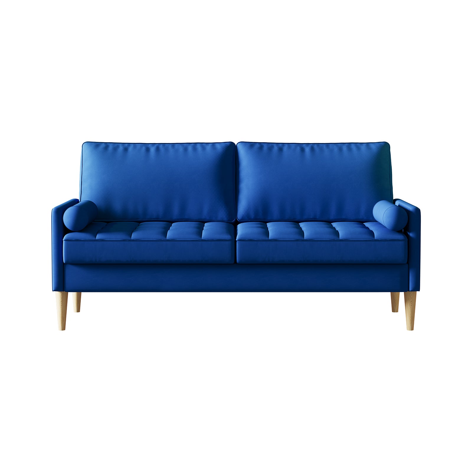 Roma 67.7'' 3 Seater Sofa Couch For Living Room, Modern Sofa,Small Couches For Small Spaces,Upholstered 3 Seater Couch For Bedroom, Apartment, Home Office, Tool Free Assembly,Blue Blue Velvet Wood