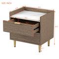 3 Pieces Bedroom Sets Queen Size Tufted Upholstered Platform Bed With Motion Activated Night Lights And Usb Charger, Modern Storage Nightstand And Dresser, Natural Queen Natural 3 Piece Set Wood