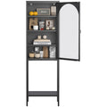 Metal Glass Door Display Storage Cabinet 5 Tier Cube Bookshelf Storage Cabinet With 3 Adjustable Shelves For Kitchen, Dining Room, Living Room, Bathroom, Home Office,Black Accent Chests 5 Or More Shelves Antique Black Primary Living Space Glass Doors