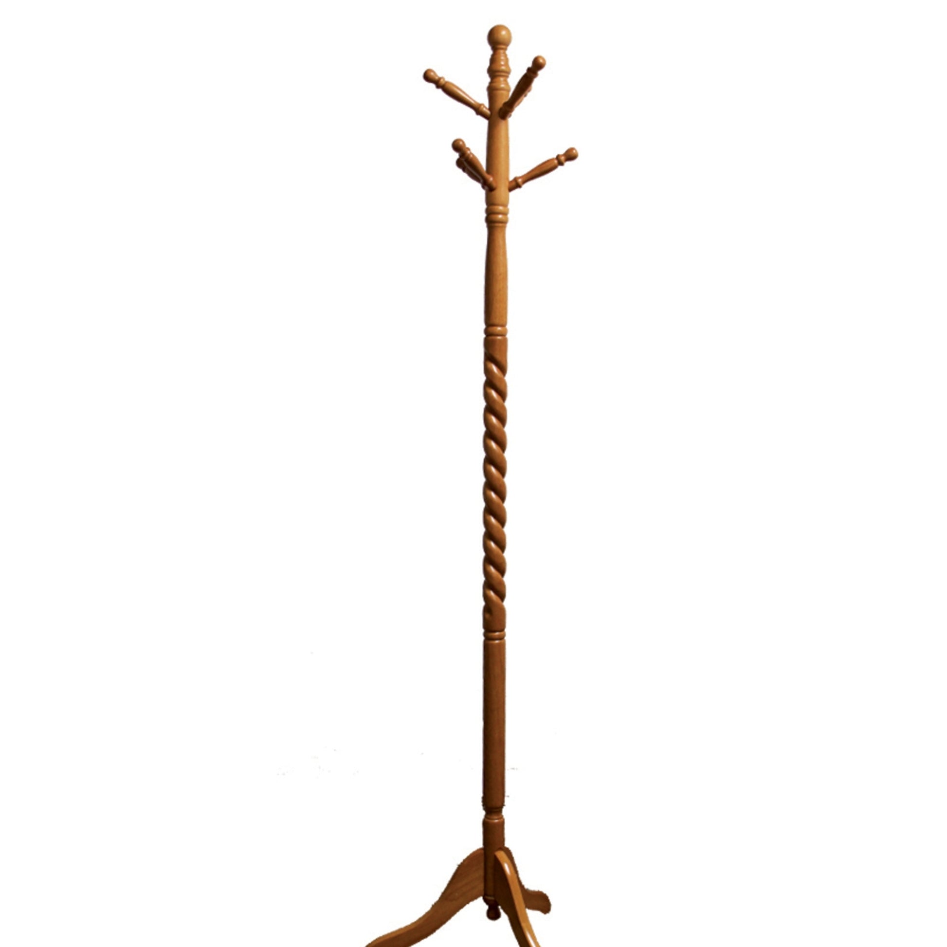 71.5" Tall Wooden Standing Coat Rack" Twist" With Natural Finish Brown Wood