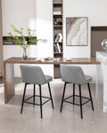 Counter Height Swivel Bar Stools Set Of 2, 360 Swivel Upholstered Barstools With Back And Metal Legs, 25.6