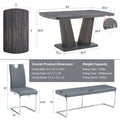 Dining Table Set For 6, 6 Piece Dining Table Set, Wood Veneer Tabletop And Modern Design Mdf Base With 4 Pu Leather Ergonomic Dining Chairs&1 Bench Metal Grey Modern Mdf Metal