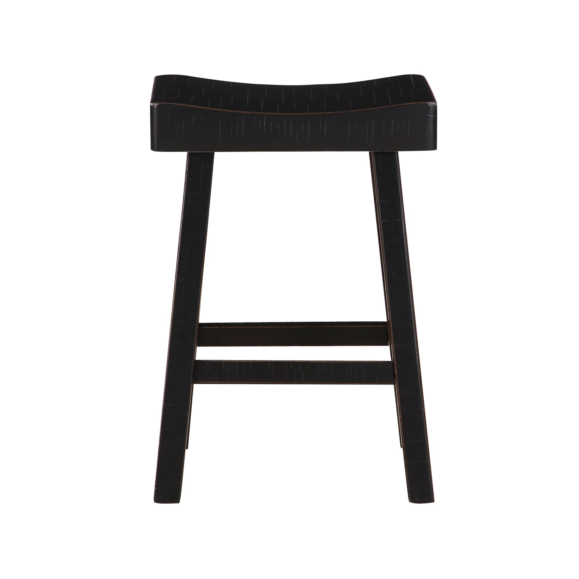 Transitional Design Counter Height Stools Set Of 2Pcs, Black Finish Solid Rubberwood Furniture Black Dining Room Transitional Set Of 2 Solid Wood