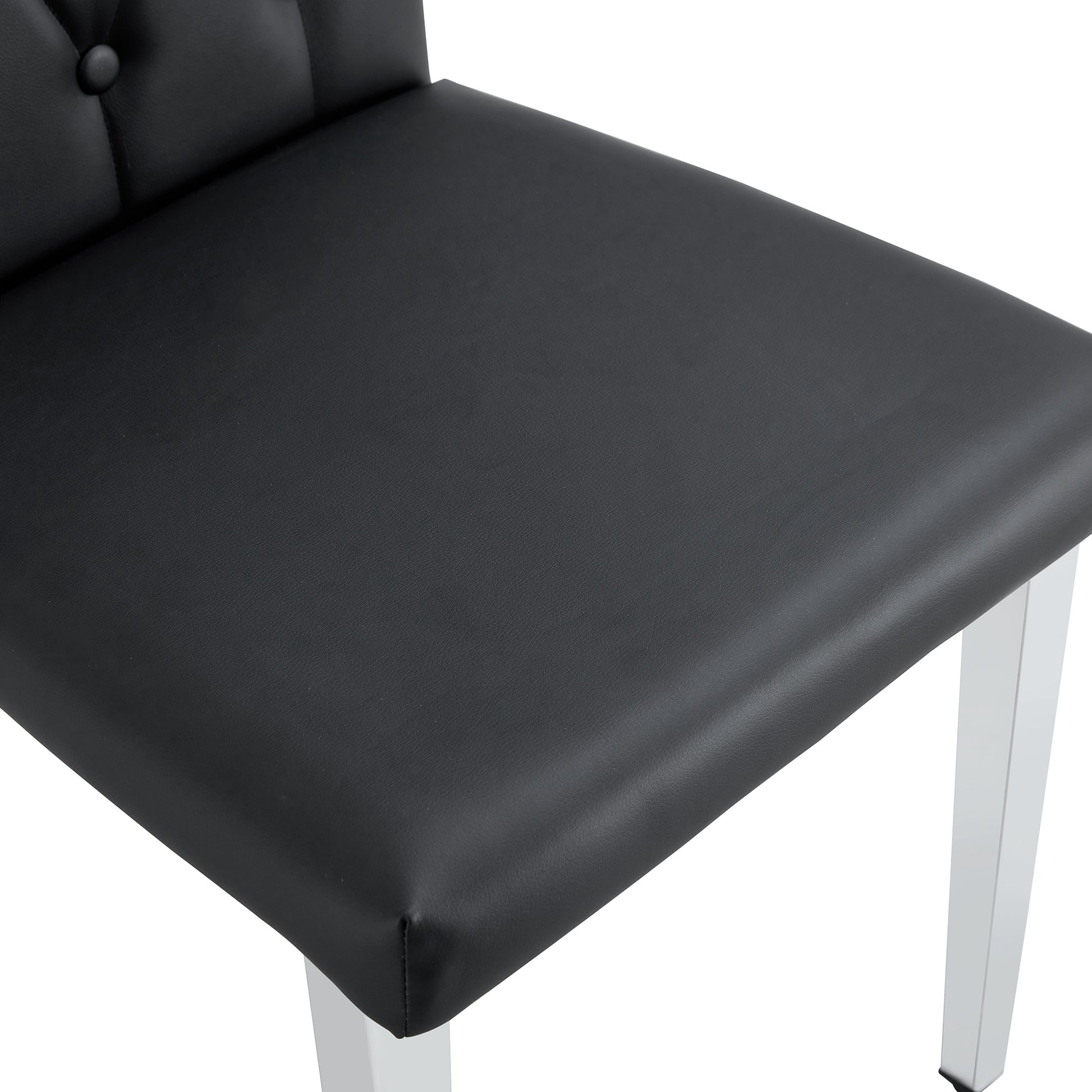 2 Piece Dining Chair, Modern Style Kitchen Upholstered High Back, Metal Leg Office Chair, Suitable For Dining Room, Office, Restaurant. Black Set Of 2 Pu