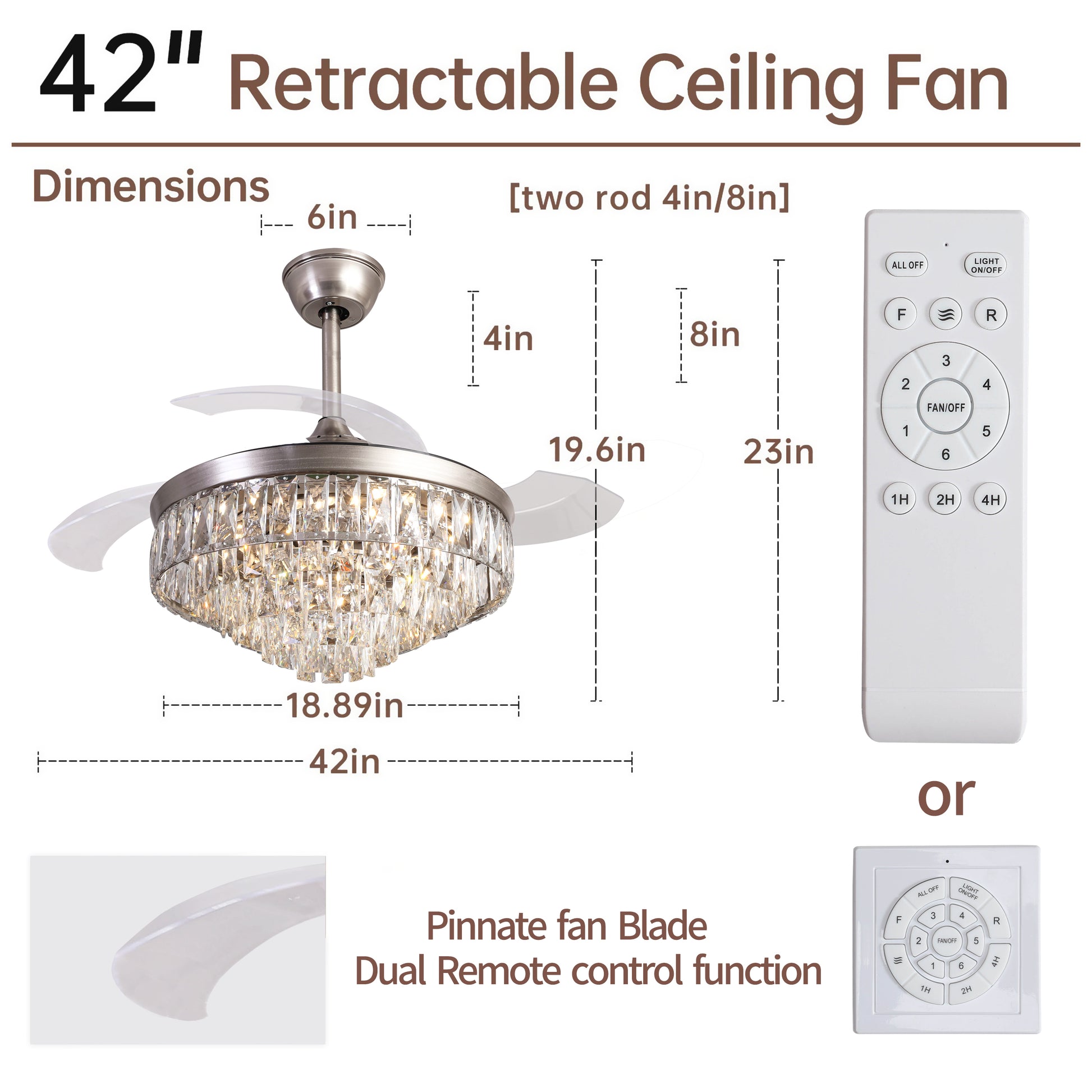 42 Inches Crystal Ceiling Fan Silver Crystal Ceiling Fan Chandelier With Remote 6 Speeds 3 Colors Changes Lighting Fixture, 3 Blades Retractable Fans For Bedroom Living Room Dining Room, Silver Silver Luxury Abs Steel Q235