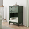 Pet Storage Cabinet2 Drawers And Semi Open Space, Hidden Cat Litter Box, Multi Functional End Table Green Green Wood