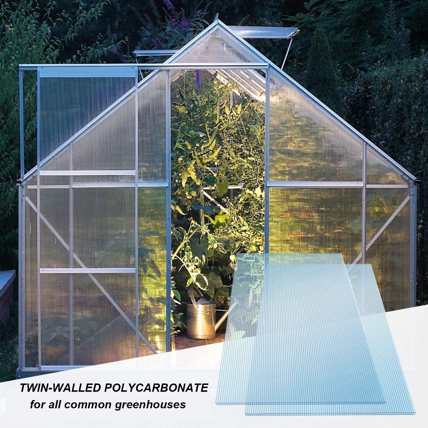 14 Pieces Set 2' W X 4' L Polycarbonate Panel,Twin Wall Polycarbonate Sheets Waterproof Uv Protected Reinforced Clear Sheets For Greenhouse, Outdoor, Plant Stand Roof White Pc