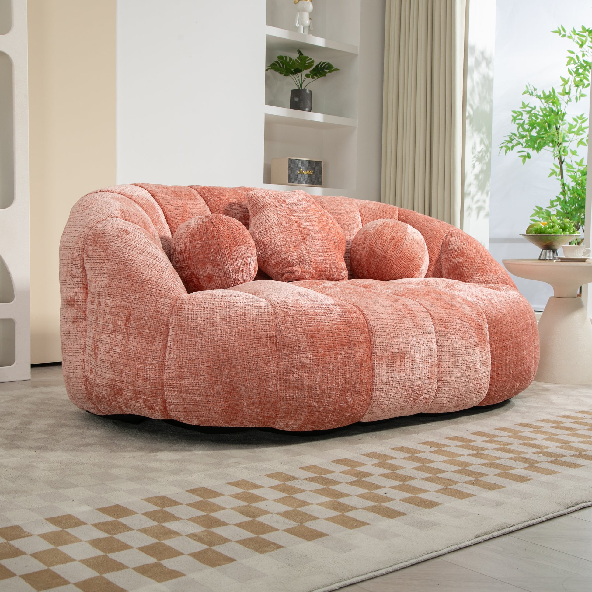 Coolmore Bean Bag Sofa Lazy Sofa Durable Comfort Lounger High Back Bean Bag Chair Couch For Adults And Kids, Indoor & Outdoor, Accent Floor Soft Lounge Chair Pink Chenille Pink Primary Living Space