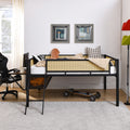 Single Metal Loft Bed With Rectangular Desk, Led Lights, Led Loft Bed Frame Double Bed With Storage Shelves And Hanging Storage Compartments, Safety Guard And Ladder, No Box Springs Required, Rattan G Full Black Brown Mdf Iron