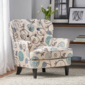 Mirod Comfy Arm Chair With Tufted Backmodern For Living Room, Bedroom And Study White Multi Fabric