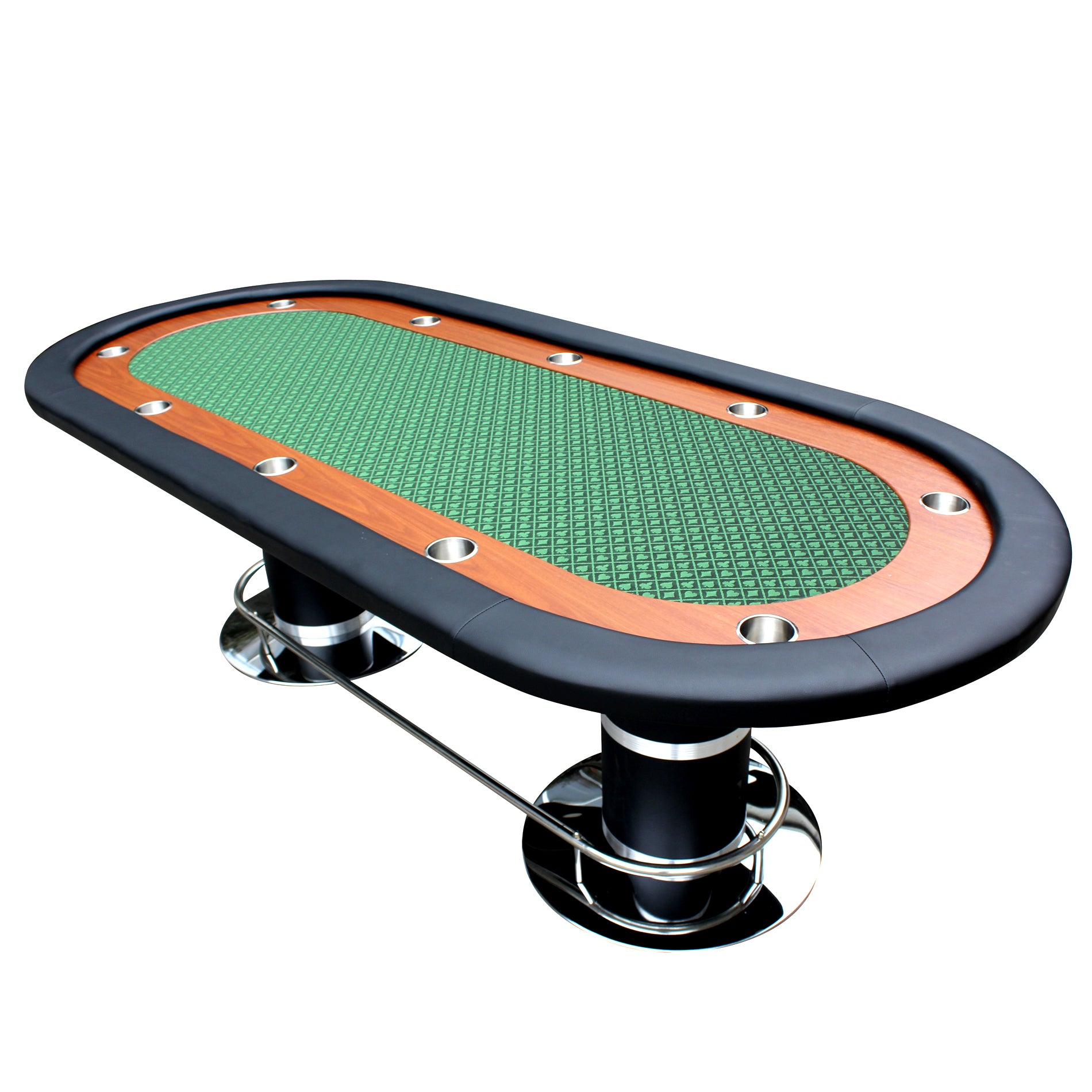 96" 10 Poker Table For 10 Players Casino Games With Speed Cloth Felt Pedestal Base Cup Holders Green Green Primary Living Space Modern Wood Stainless Steel