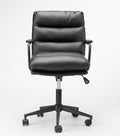 Black Leather Office Chair Mid Back Leather Desk Chair Modern Excutive Office Chair With Arms And Wheels For Home Office Black Pu Iron