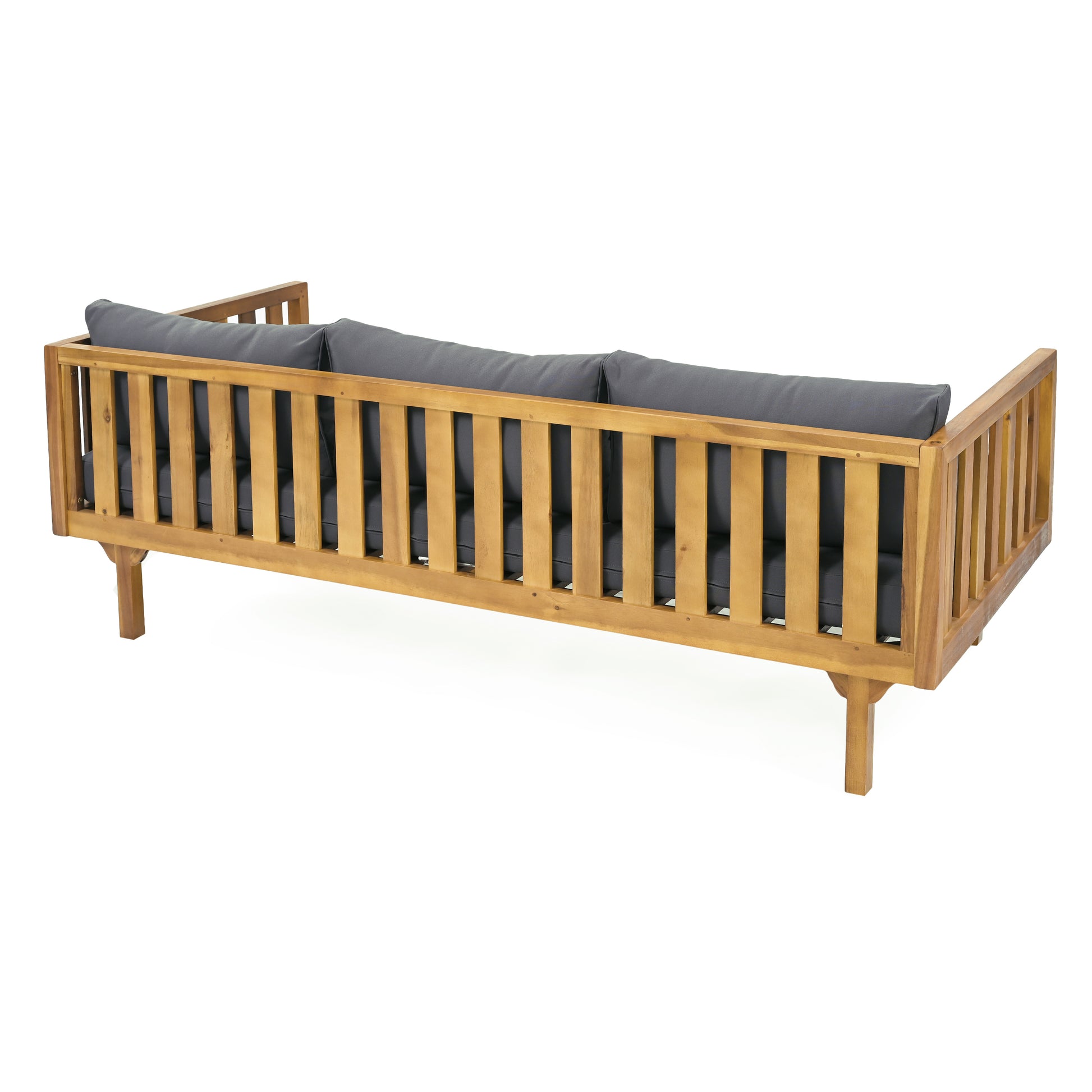 Claremont 3 Seater Daybed Dark Gray Teak Wood Waterproof Fabric