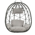 Egg Chair With Stand Indoor Outdoor Swing Chair Patio Wicker Hanging Egg Chair Hanging Basket Chair With Stand For Bedroom Living Room Balcony Gray Steel