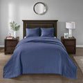Reversible Quilt Set Navy Full Queen Navy Cotton