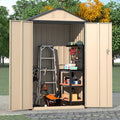 6X4X3 Ft Outdoor Storage Shed, Steel Metal Lockable Garden Shed, Tiny House, Utility Shed, Lean To Shed & Outdoor Storage, Waterproof Backyard Shed With Door For Bike, Tools, Lawnmower Antique Yellow Gray Garden & Outdoor American Design Metal