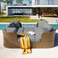 Customizable Outdoor Patio Furniture Set, Wicker Furniture Sofa Set With Thick Cushions, Suitable For Backyard, Porch. Yes Gray Garden & Outdoor Complete Patio Sets Hdpe