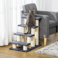 Pawhut Cat Tree With 4 Steps For High Beds Couch, Cute Stair Shaped Cat Tree For Indoor Cats Or Dogs W Sisal Scratching Post, Climbing, Playing, Gray Gray Particle Board