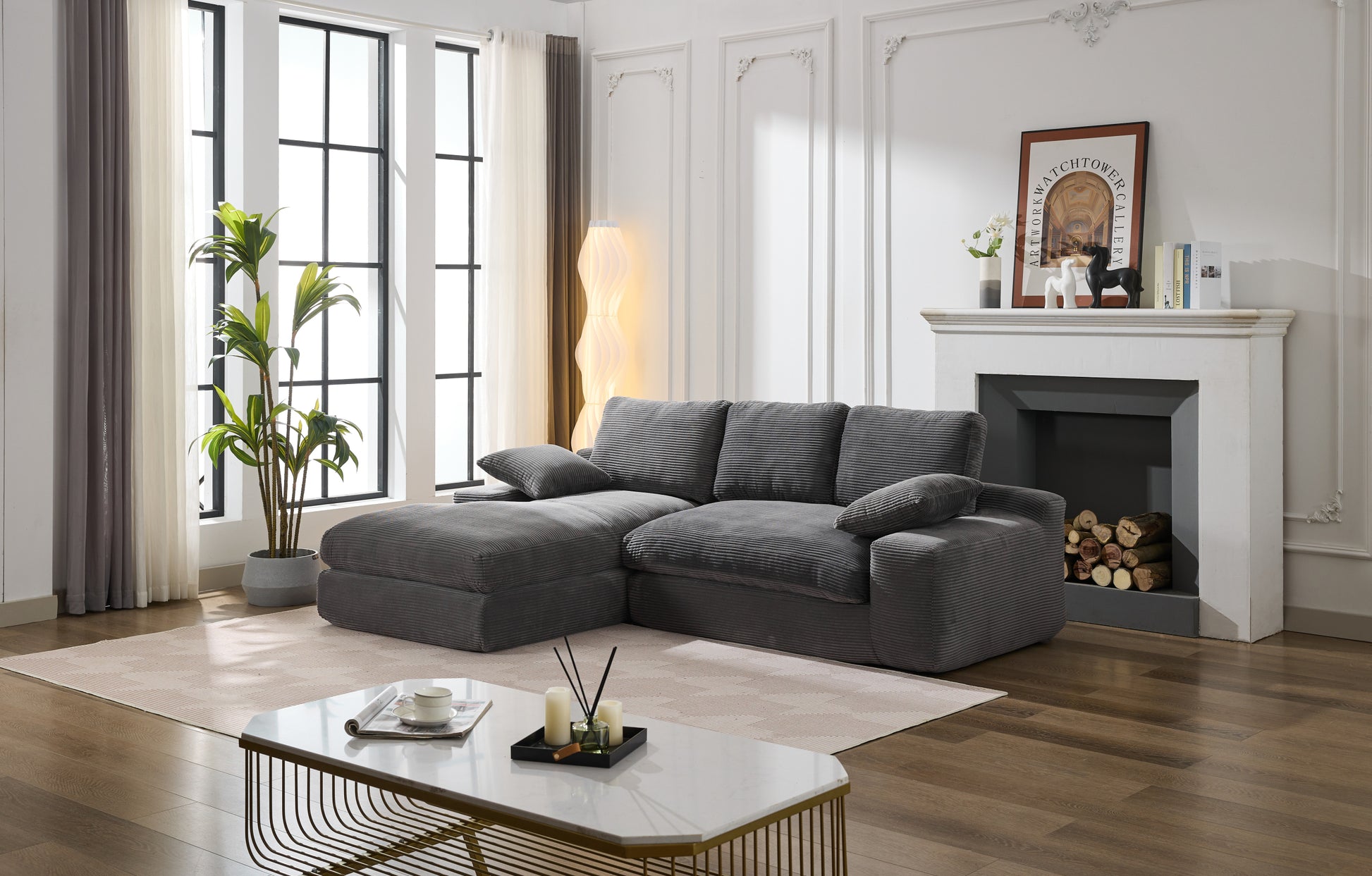 99*69" Modular Sectional Living Room Sofa Set, Modern Minimalist Style Couch, Upholstered Sleeper Sofa For Living Room, Bedroom, 2 Pc Free Combination, Installation Free Sofa, L Shape, Grey Grey Primary Living Space Soft Minimalist,Modern Foam Spring 4