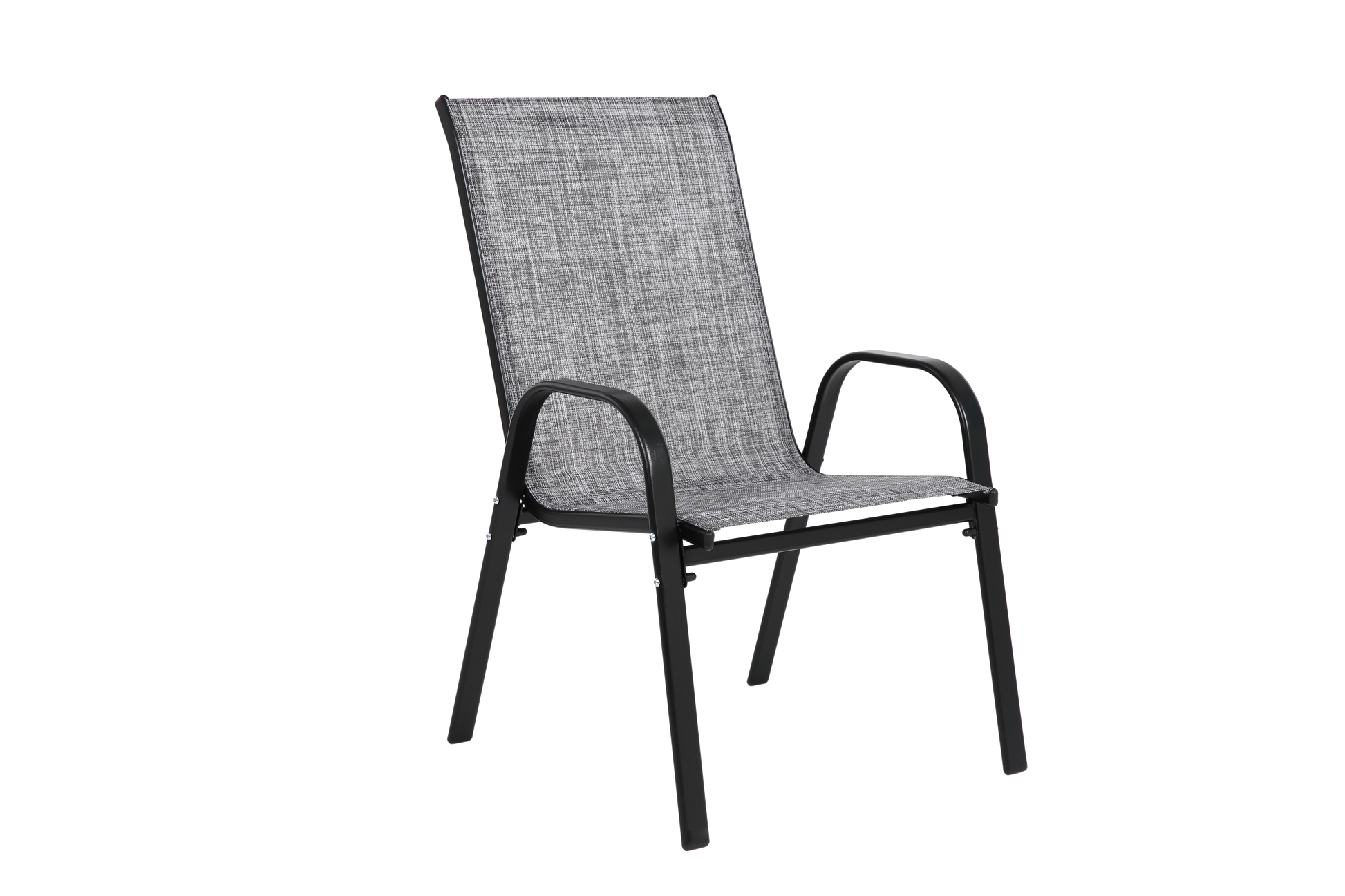 2 Piece Patio Chairs, Outdoor Camping Chairs Withtextilene Fabric, Set Of 2 Garden Chairs With Armrest High Backrest For Garden Patio Pool Beach Yard Space Saving Grey Grey Steel