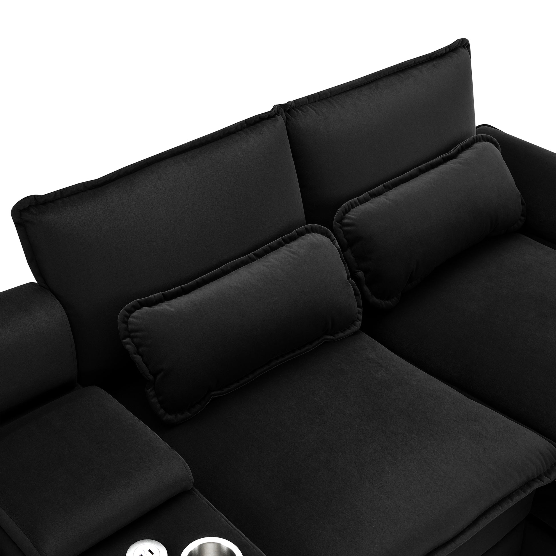 123*55" Modern U Shaped Sofa With Console,Cupholders And Usb Ports,6 Seat Upholstered Symmetrical Indoor Furniture,Sleeper Couch Set With Chaise For Living Room,Apartment,5 Colors Black Velvet 6