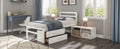 Twin Size Wood Platform Bed With Removable Storage Shelves, Built In Two Storage Drawers For Added Convenience, White Twin White Wood