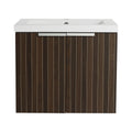 24 Inch Bathroom Cabinet With Resin Sink,Soft Close Doors,Float Mounting Design, For Small Bathroom Silver Brown Stripe Bathroom Modern Plywood Plywood