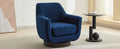 U Shaped Fully Assembled Swivel Chair Velvet Accent Chair Armchair Round Barrel Chair For Living Room Bedroom, Navy Blue Navy Blue Velvet