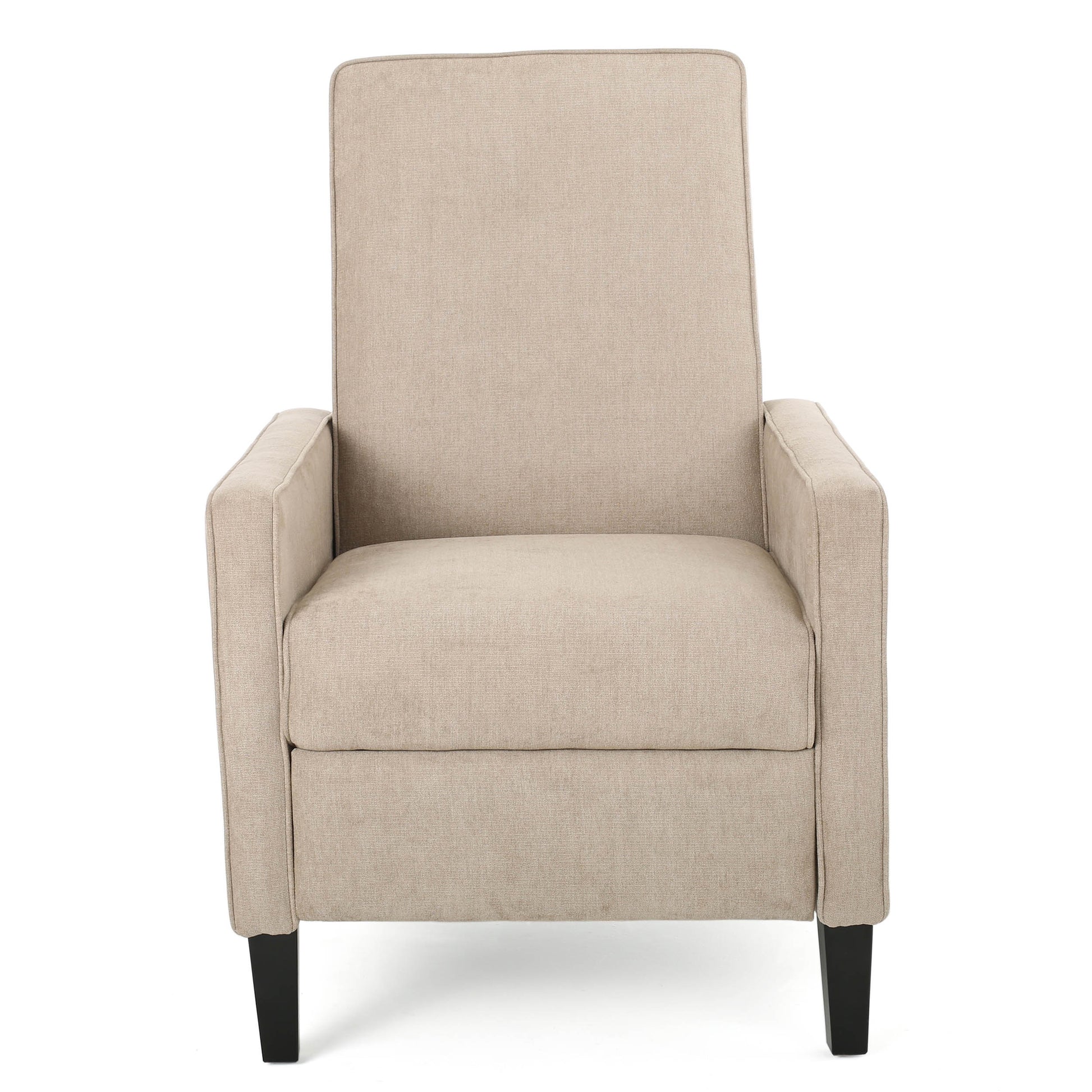 Minimalist Natural Linen Fabric Push Back Chair Natural Fabric